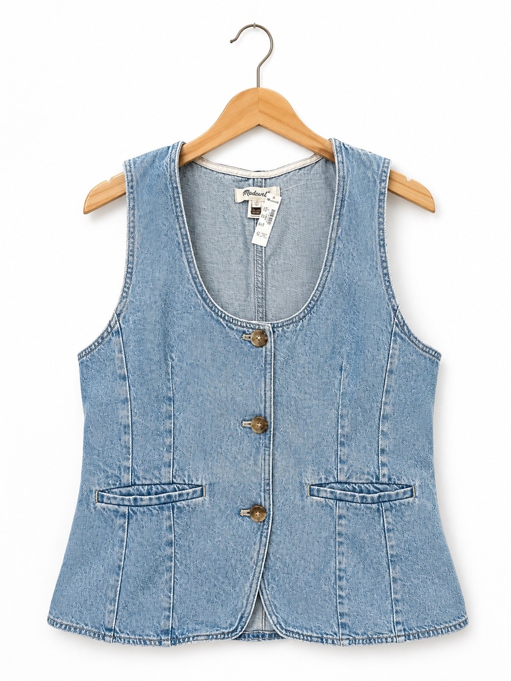 Madewell Light Wash Denim Button-Front Vest - Picture 2 of 9